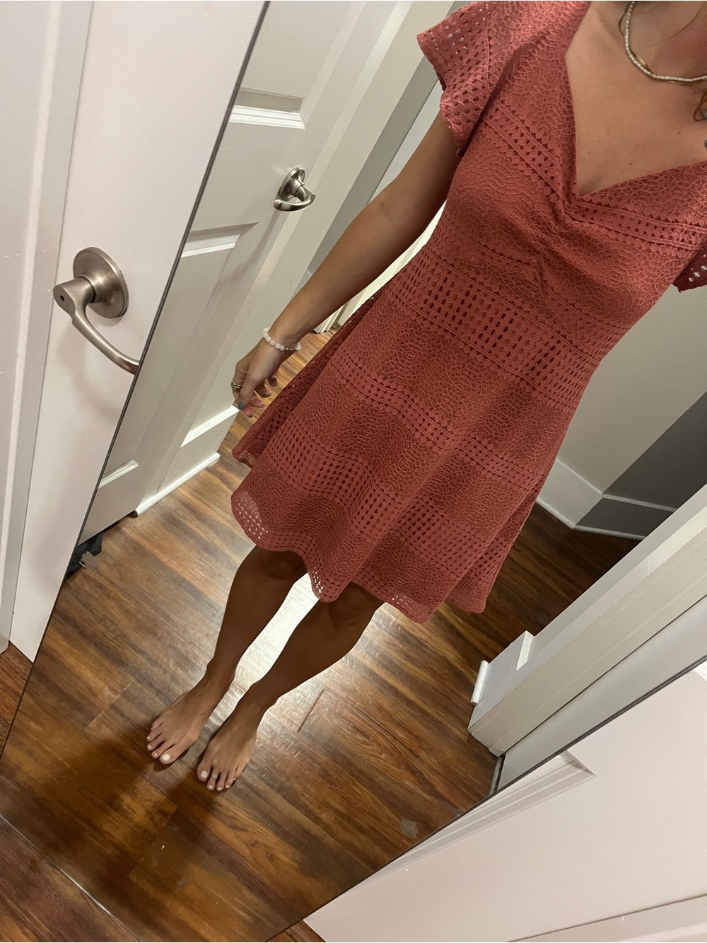Elegant Red Textured Women's Dress